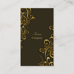 PixDezines Gilded iron swirls/dark chocolate/gold Business Card