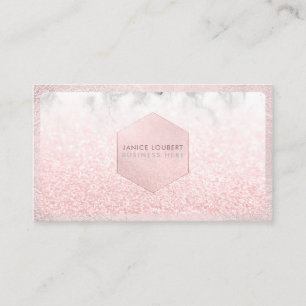 PixDezines Glam Faux Glitter, Pink Blush+Marble Business Card