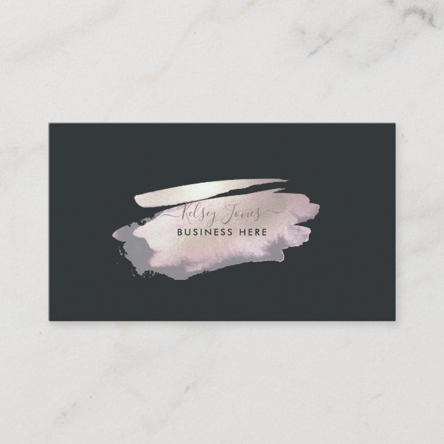 PixDezines Glam Pink+Silver | Blush+Navy Blue Business Card (Front)