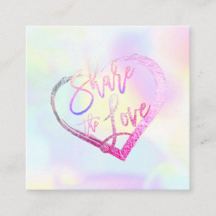 PixDezines Glam Share the Love Faux Holographic Square Business Card