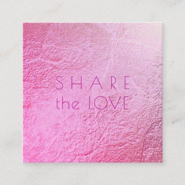 PixDezines Glam Share the Love Iridescent Ombre Square Business Card (Front)