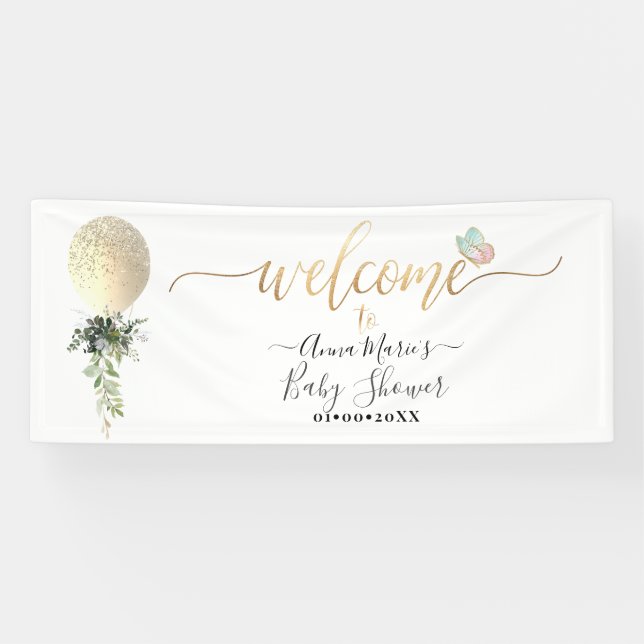 PixDezines Glitter Balloon Any Event Welcome Banner (Horizontal)
