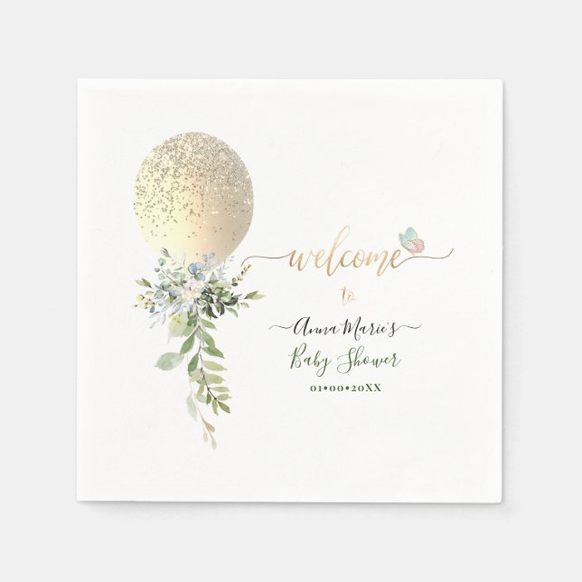 PixDezines Glitter Balloon Any Event Welcome Napkin (Front)