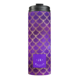 PixDezines Glitter Mermaid Scales, Plum Violet Thermal Tumbler