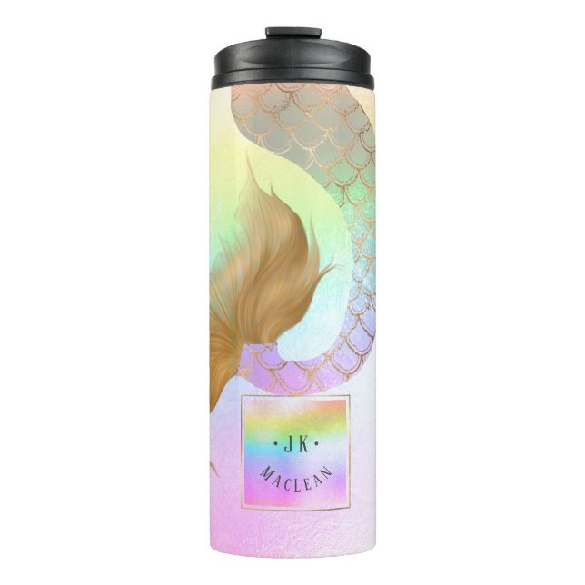 PixDezines Glitter Mermaid Tail, Cotton Candy Thermal Tumbler (Front)