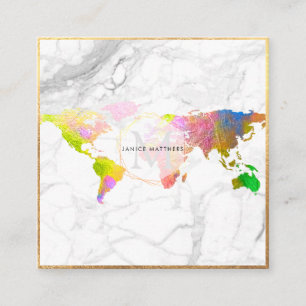 PixDezines GOING GLOBAL MONOGRAM/FAUX GOLD Square Business Card