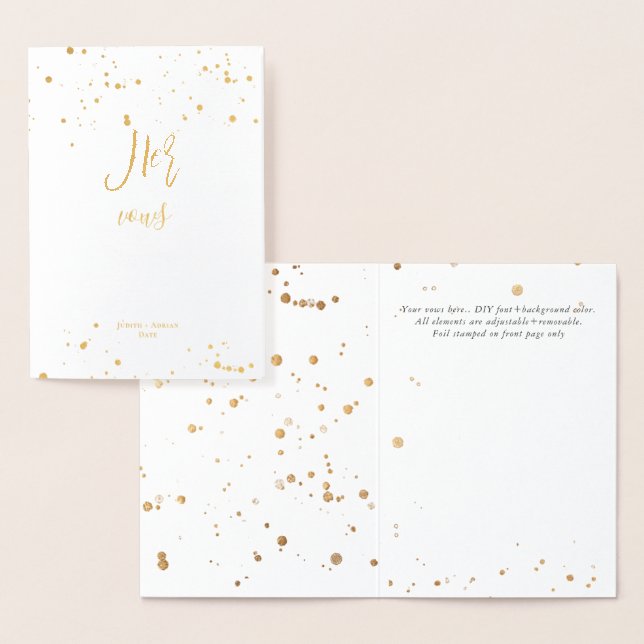 PixDezines Gold Brush Script Her Vows Foil Card (Display)