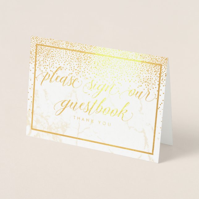 PixDezines Gold Confetti/Please Sign..Table Signs Foil Card (Front)
