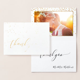 PixDezines Gold Confetti Thank You Foil Card