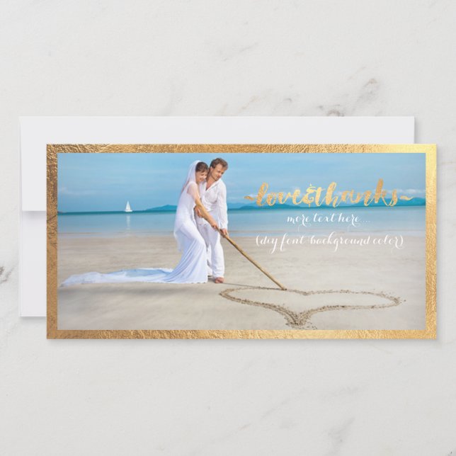 PixDezines gold frame/thank you wedding photo Thank You Card (Front)