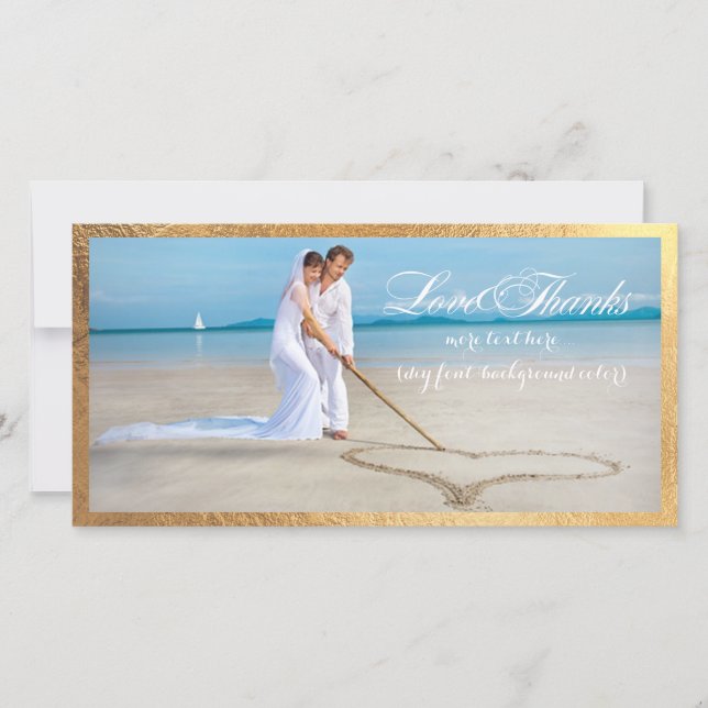 PixDezines gold frame/thank you wedding photo Thank You Card (Front)