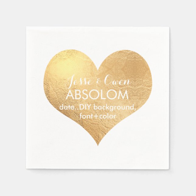 PixDezines gold heart/faux foil Napkin (Front)