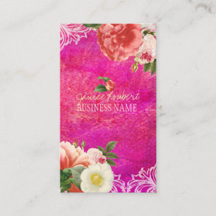 PixDezines gold leaves+vintage peonies Business Card
