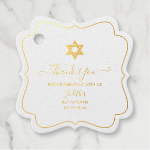 PixDezines Gold Star of David Mitzvah Bell Curves Favour Tags