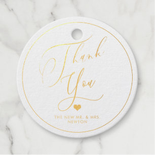 PixDezines Gold Thank You, Romantic Calligraphy Favour Tags