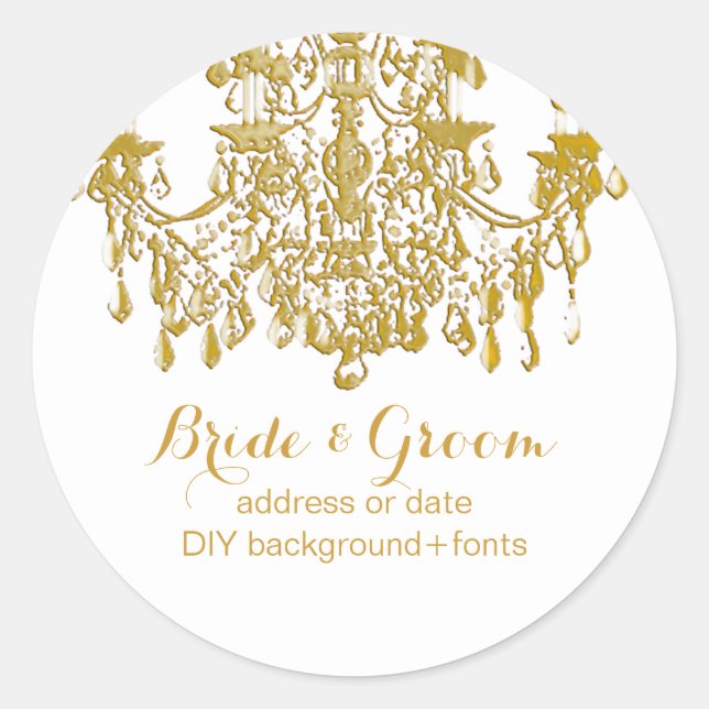 PixDezines gold tone crystal chandelier Classic Round Sticker (Front)
