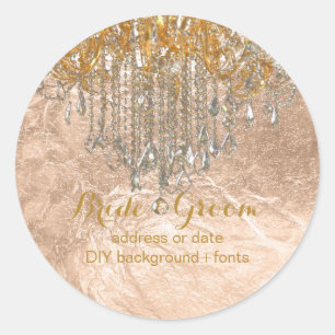 PixDezines gold tone crystal chandelier Classic Round Sticker