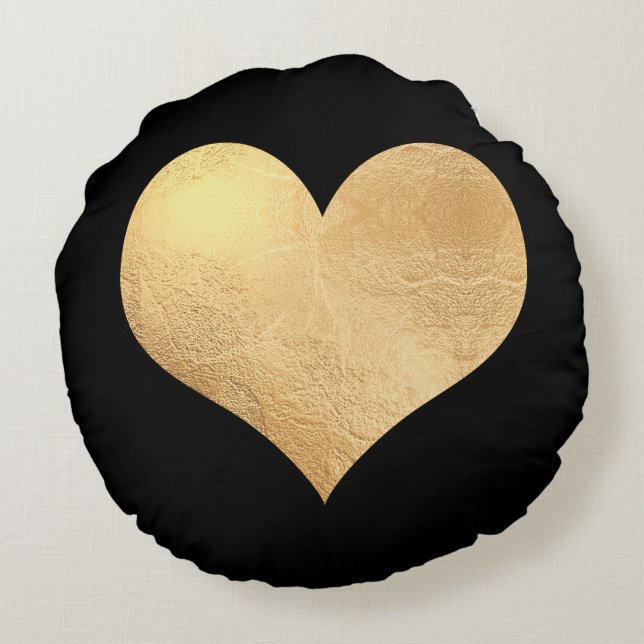 PixDezines Golden/Red Hearts/DIY background Round Cushion (Back)