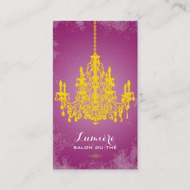 PixDezines goldenrod chandelier/DIY colour Business Card (Front)