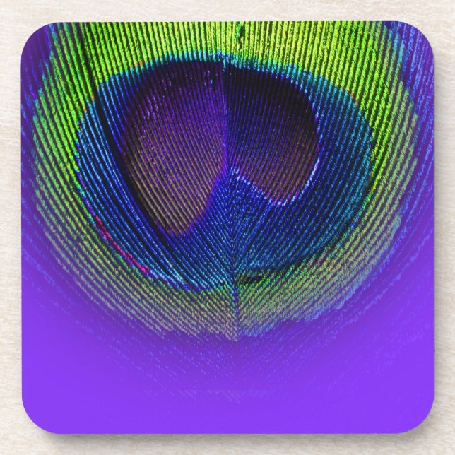PixDezines Gorgeous Peacock eye/cobalt+green Coaster (Front)