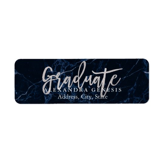 PixDezines Graduation/Faux Silver Script Font Return Address Label