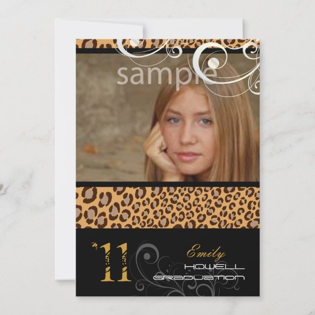 PixDezines Graduation, Leopard Print Invitation (Front)