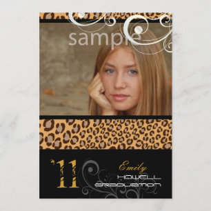 PixDezines Graduation, Leopard Print Invitation