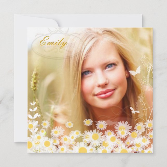 PixDezines Graduation Photo | Flower Power Invitation (Front)
