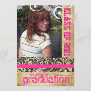PixDezines graduation, vintage bellisimoi Damask Invitation