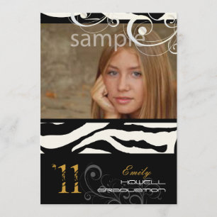 PixDezines Graduation, Zebra Print Invitation