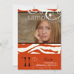 PixDezines Graduation, Zebra Print Invitation