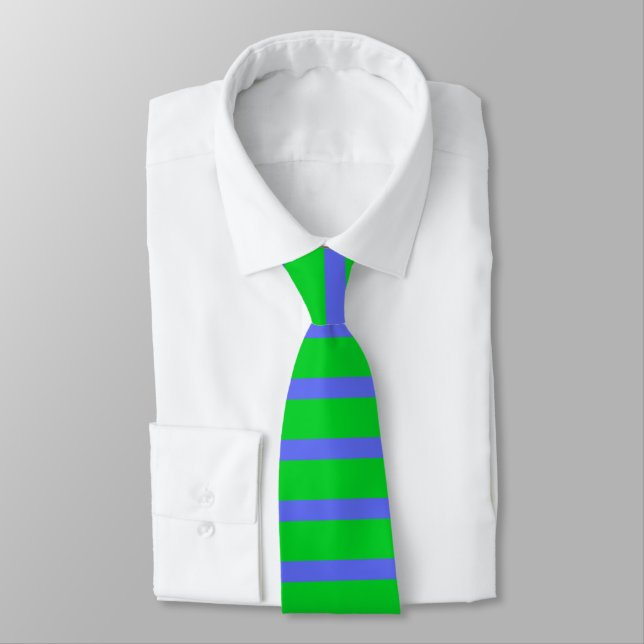 PixDezines Green Blue DIYcolors/adjustable stripes Tie (Tied)