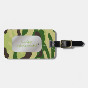 PixDezines green camo+dogtag Luggage Tag