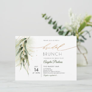 PixDezines Green Gold Eucalyptus Bridal Brunch Invitation