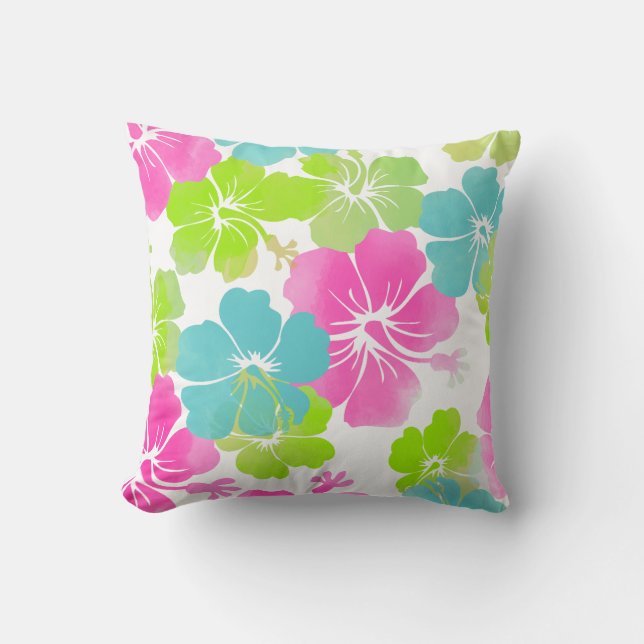 PixDezines green hibiscus leis/diy background Cushion (Front)