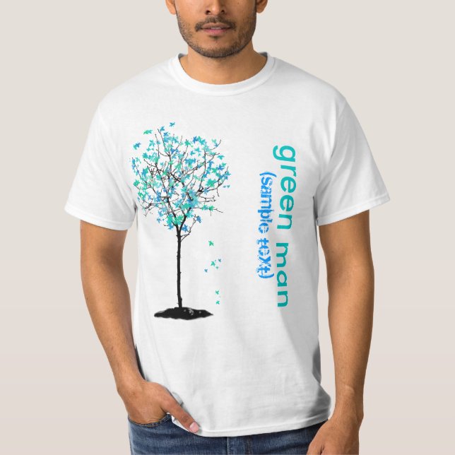 PixDezines Green man, blue maple T-Shirt (Front)