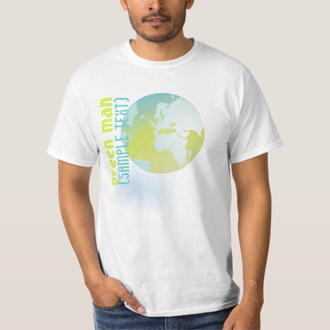 PixDezines Green Man, globe T-Shirt (Front)