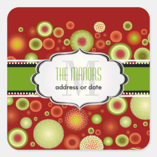 PixDezines Green+Red Christmas Ornaments Square Sticker