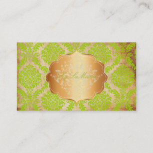 PixDezines green Rosette damask/faux parchment Business Card