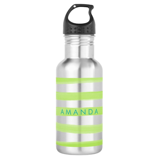 PixDezines Green Stripes/adjustable 532 Ml Water Bottle (Front)