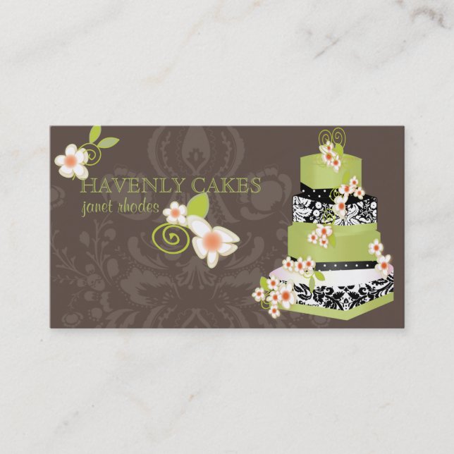 PixDezines green tea fondant wedding cake/bakery Business Card (Front)