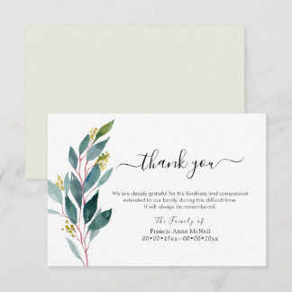 PixDezines Greenery Bereavement Thank You Invitation