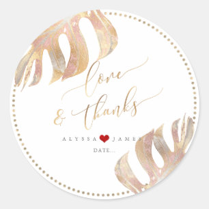 PixDezines Greenery, Faux Metallic Monstera Classic Round Sticker