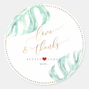 PixDezines Greenery, Monstera Seafoam Green Classic Round Sticker