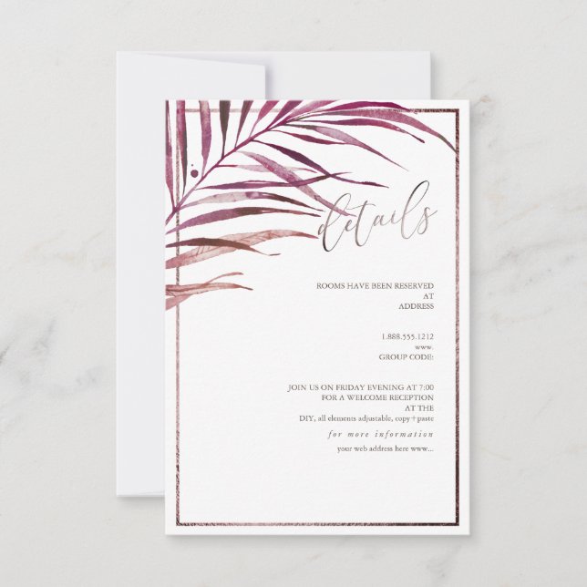 PixDezines Greenery Palm Fronds Details RSVP Card (Front)