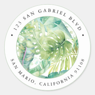 PixDezines Greenery, Tropical Foliage Sage Green Classic Round Sticker