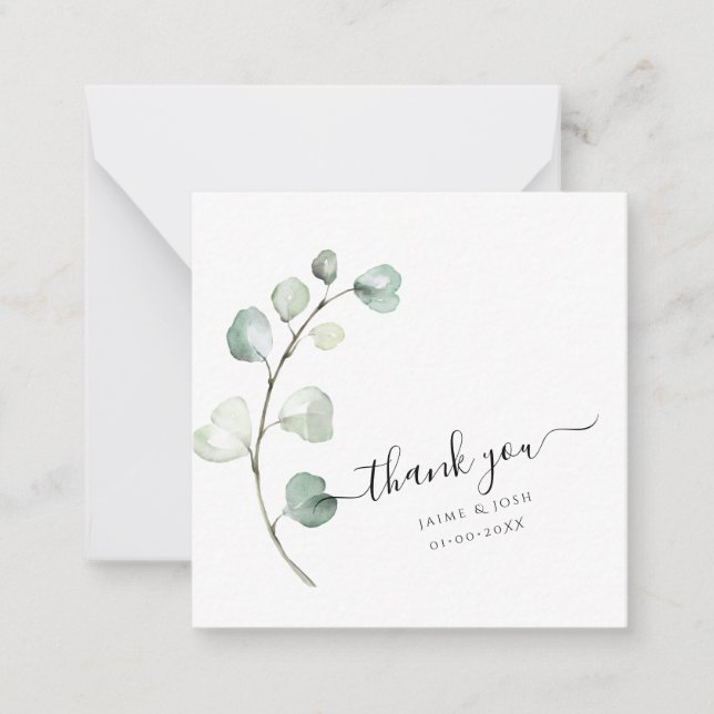 PixDezines Greenery Watercolor Eucalyptus Branch Card (Front)