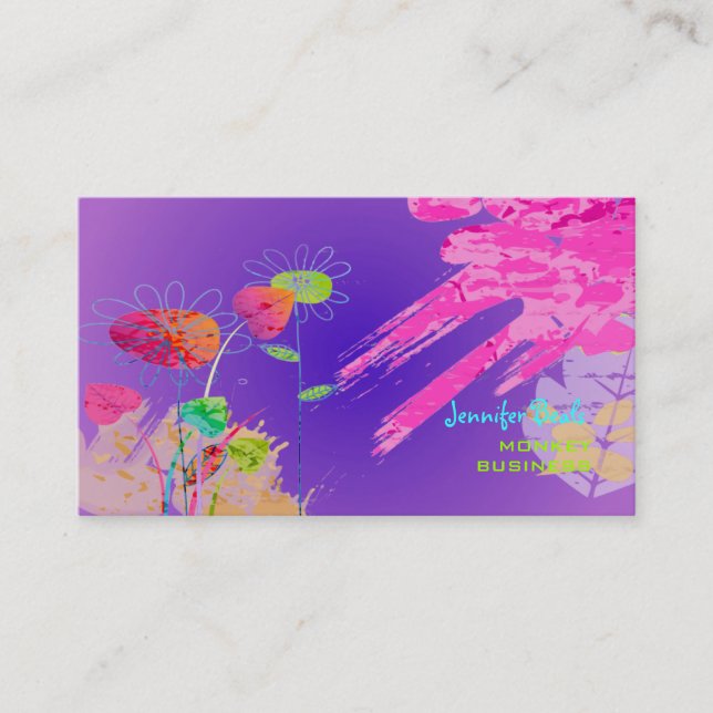 PixDezines Grunge Floral ♥♥♥♥ Business Card (Front)