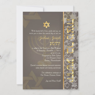 PixDezines grunge stars/diy colour/Bar Mitzvah/gol Invitation