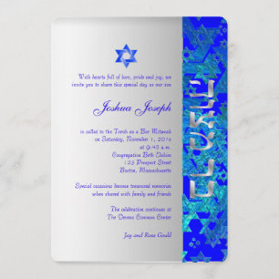 PixDezines grunge stars/Mitzvah/blue/silver Invitation
